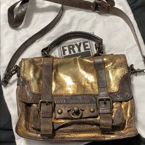 Frye Cameron Metallic Gold Leather Cross Body